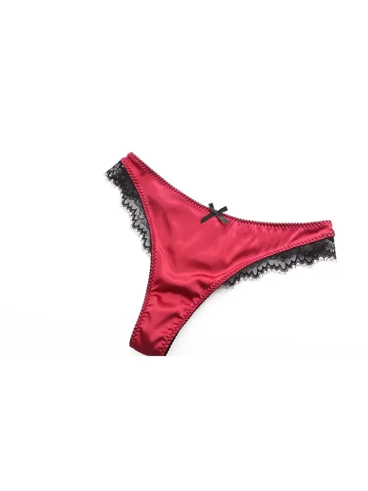 French Red Lace Bralette Set