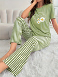 2-Piece Women’s Pajama Set – Elegant Floral Print for Spring & Summer