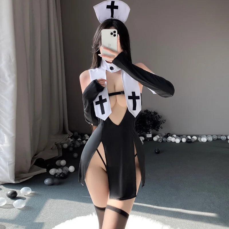 Nun Cosplay Costume Dress – Roleplay Uniform Set