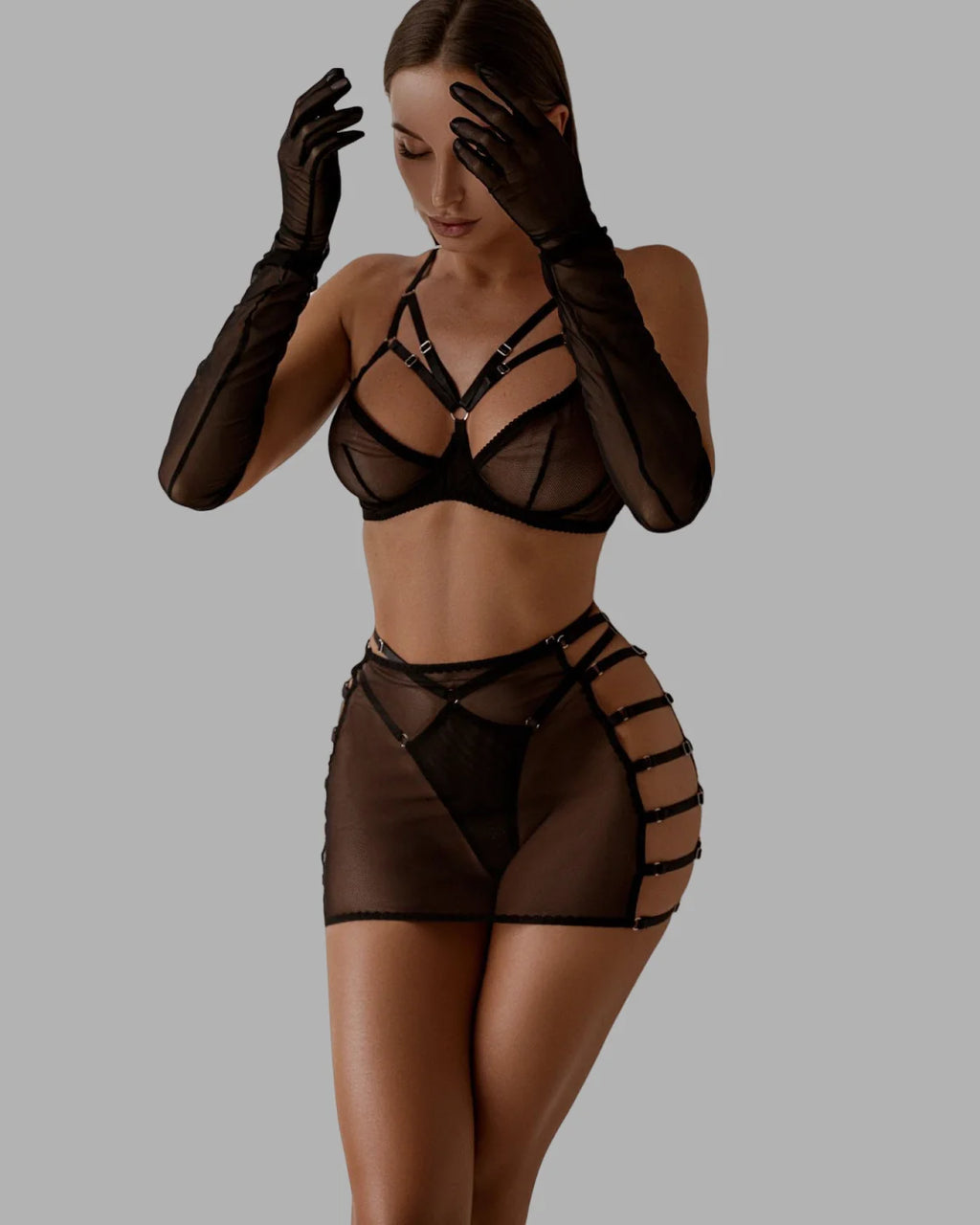 Sheer Lace Lingerie Set with Bra & Briefs