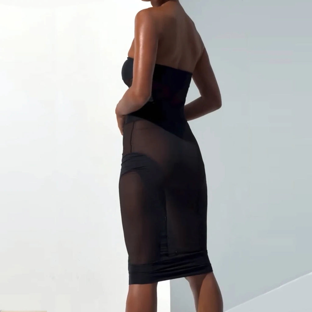 Sheer Mesh Jumpsuit & Skirt Set