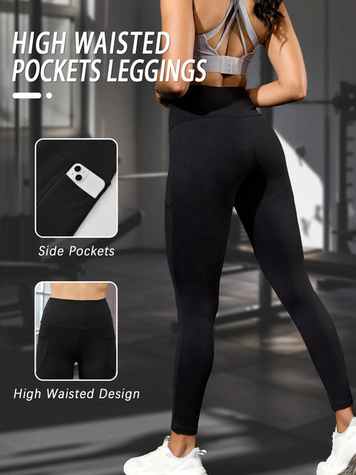 2-Pack Women’s High Waist Leggings with Pockets Tummy Control Yoga & Casual Pants