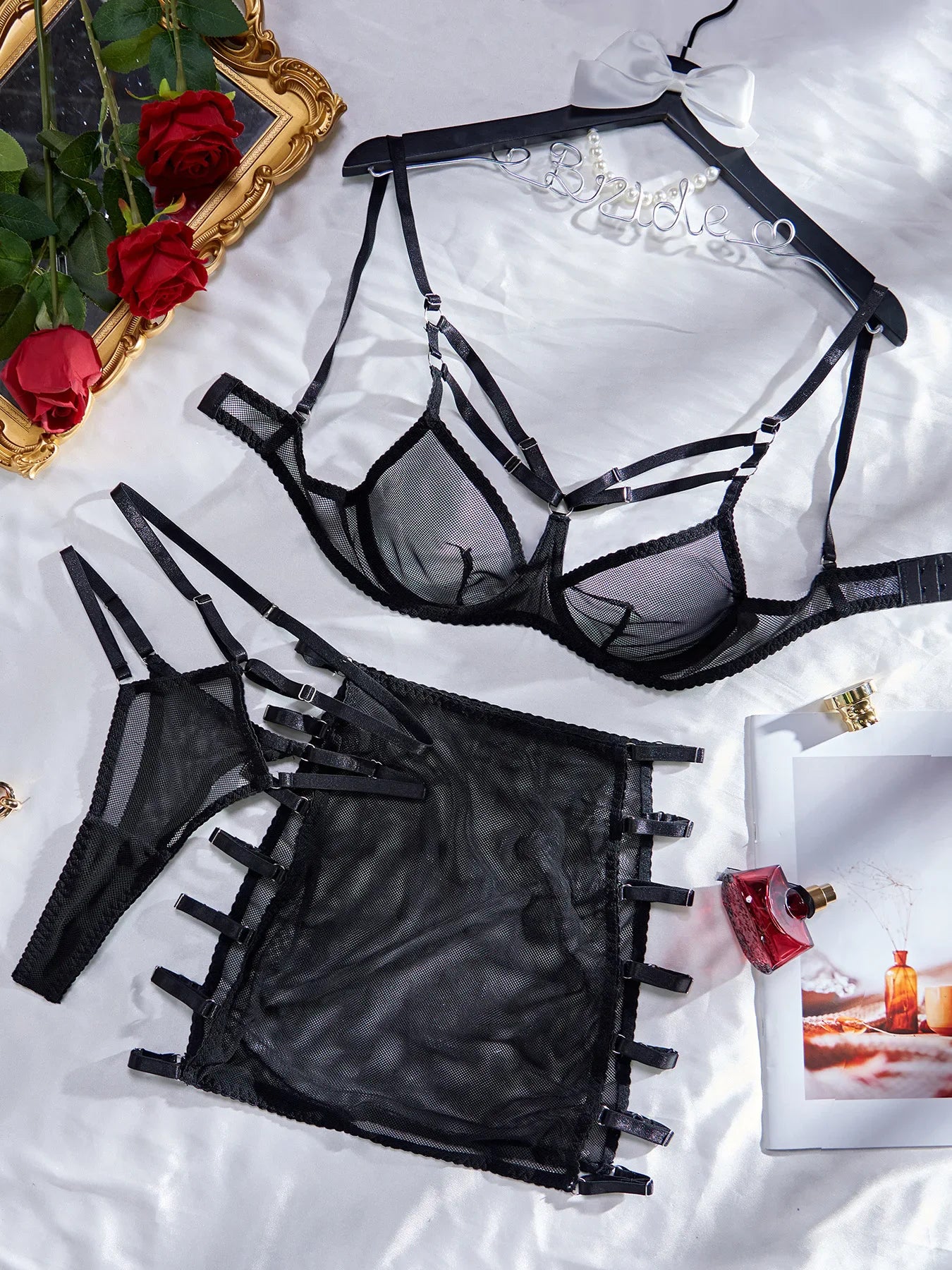 Sheer Lace Lingerie Set with Bra & Briefs