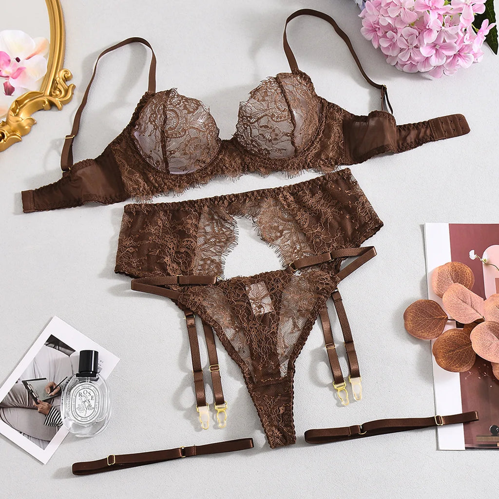 Elegant Lace 3-Piece Lingerie Set