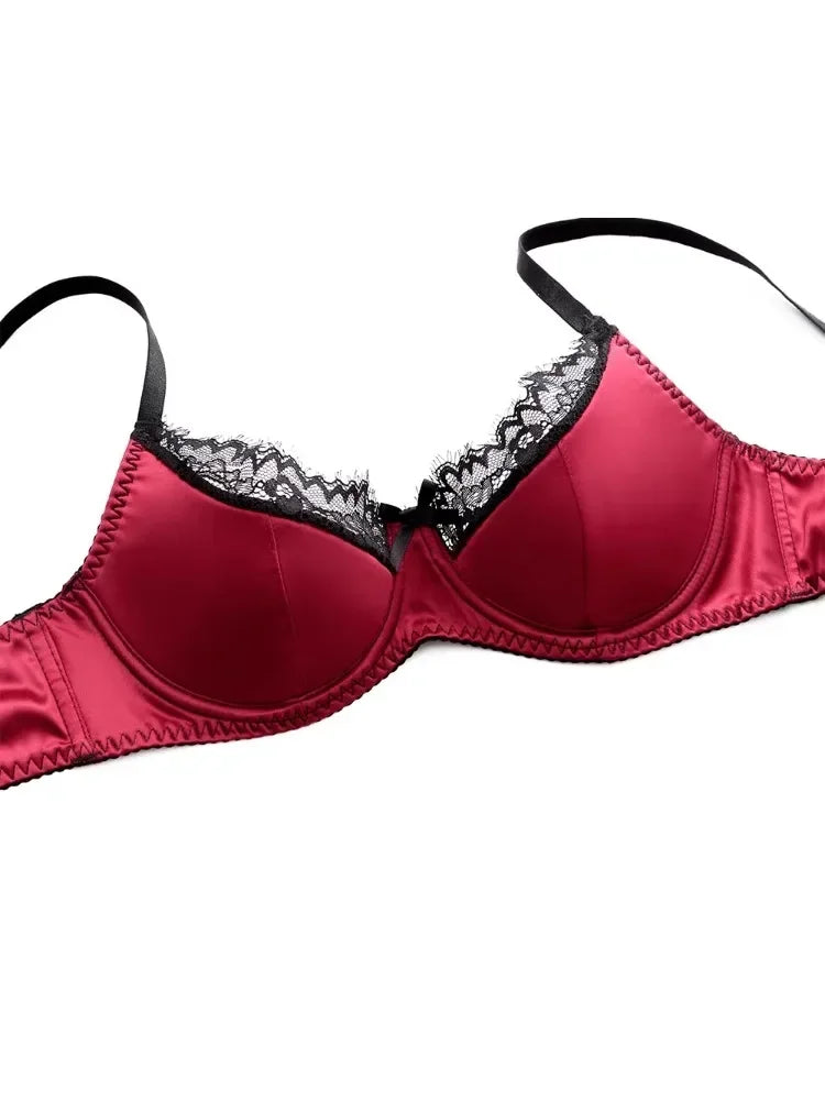 French Red Lace Bralette Set
