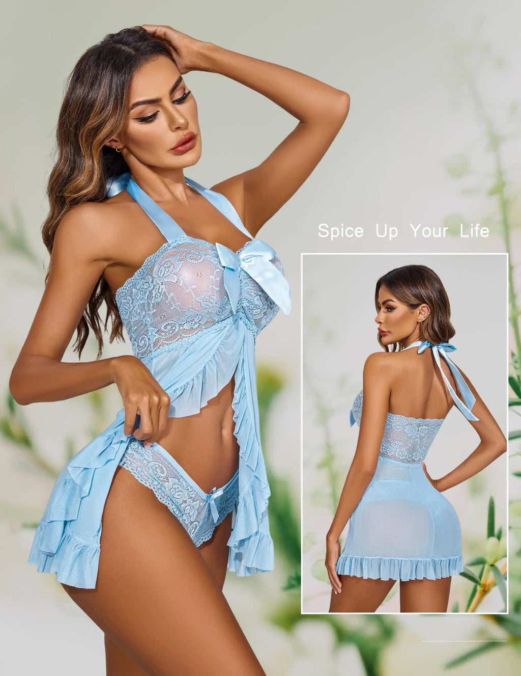 Sheer Lace Lingerie Set – Transparent Bra & Brief Sleepwear Set