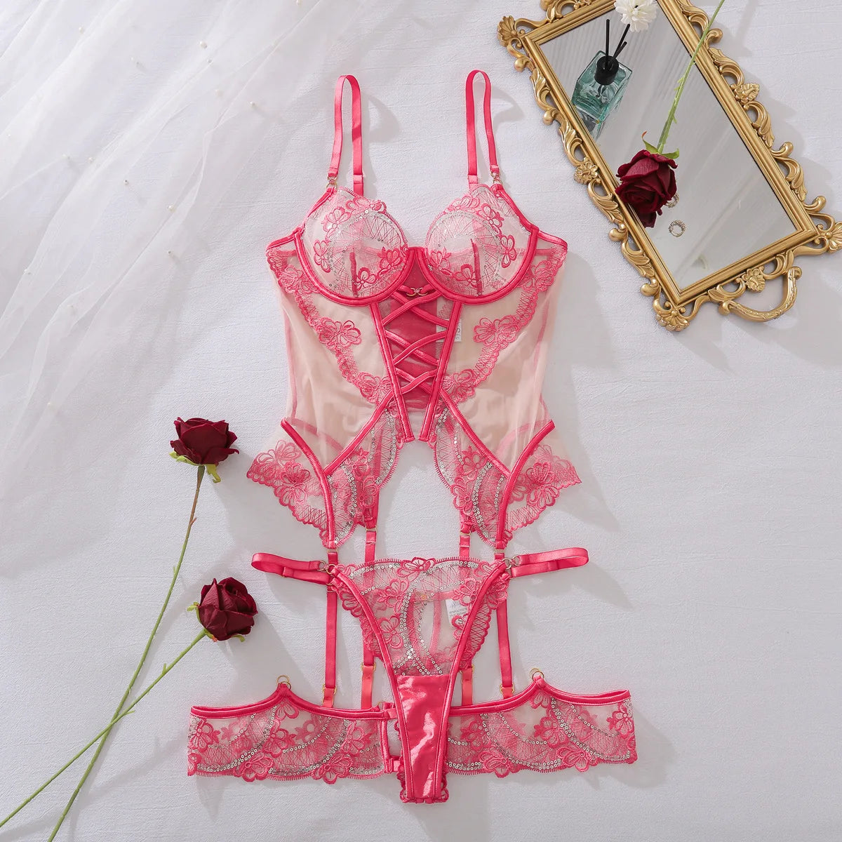 Corset Lingerie Set with Babydoll