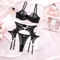 Sheer Mesh Bra Set with Ring Detail