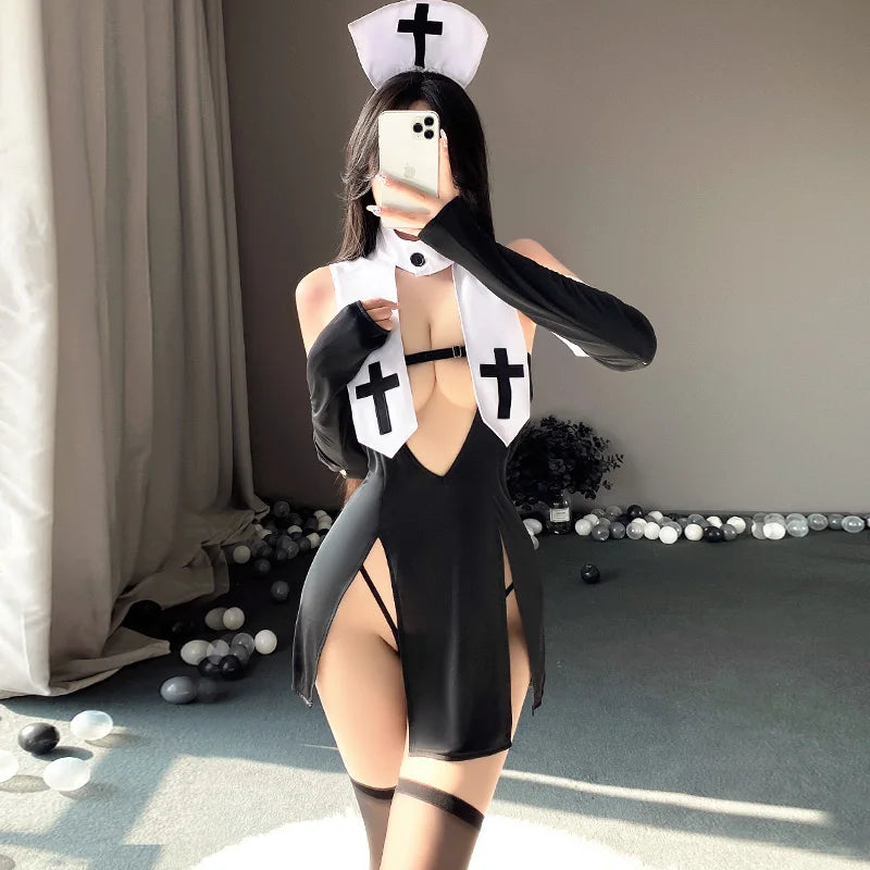 Nun Cosplay Costume Dress – Roleplay Uniform Set
