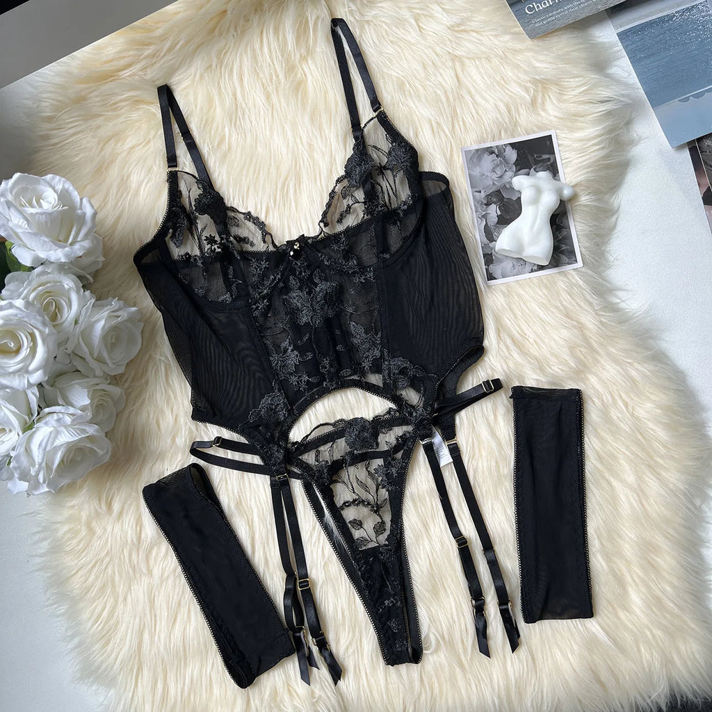 Sheer Lace Push-Up Lingerie Set