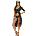 Women Black Wet Look Catsuit Dress – Patent Leather Clubwear Costume