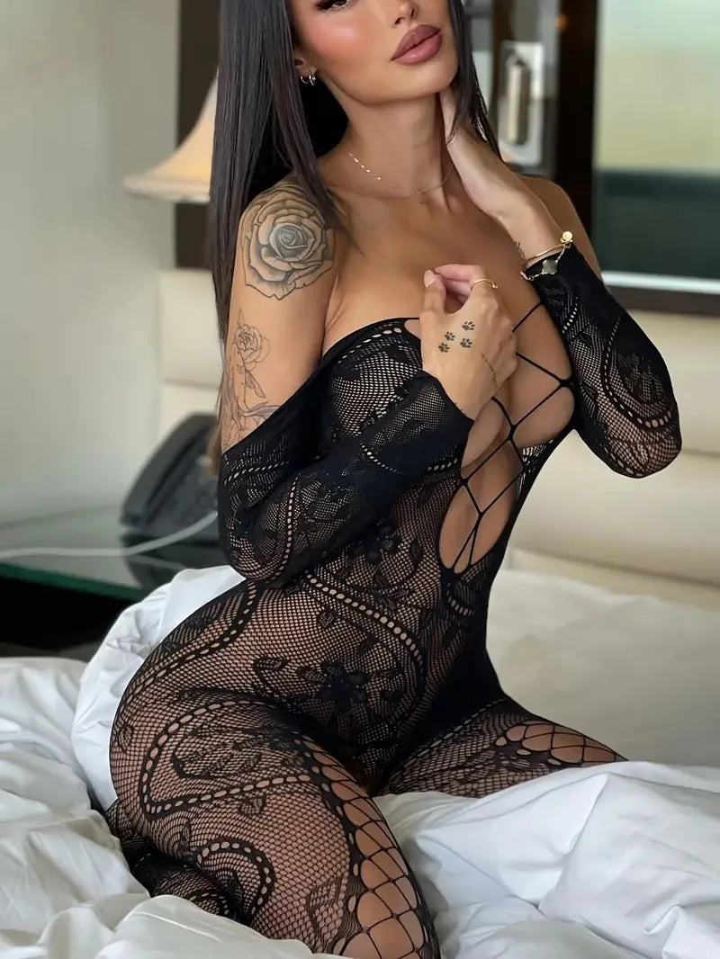 Sexy Women’s Lingerie – Fishnet Bodystocking Babydoll Bodysuit
