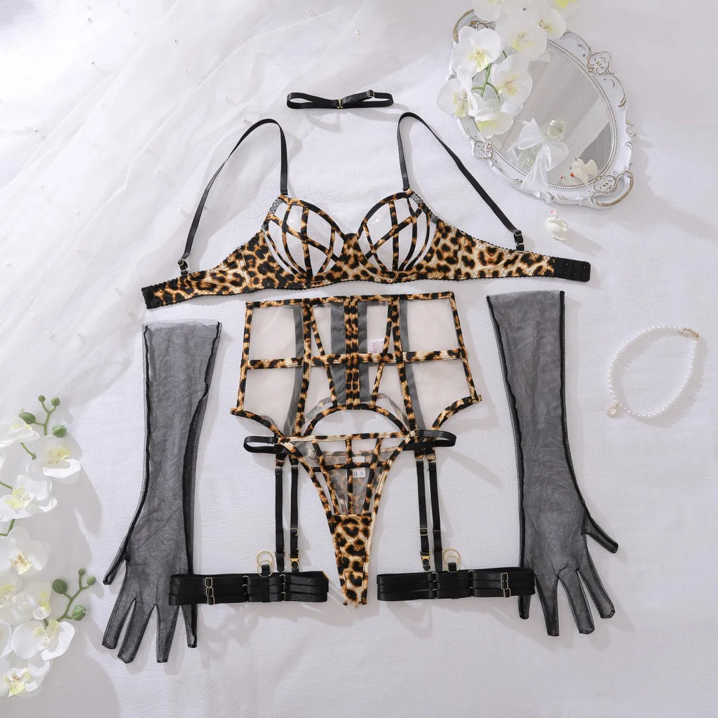 Strappy Bandage 6-Piece Lingerie Set