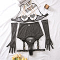 Heart-Shaped Chest Sticker Lingerie Set – Hollow Splicing Metal Chain Set