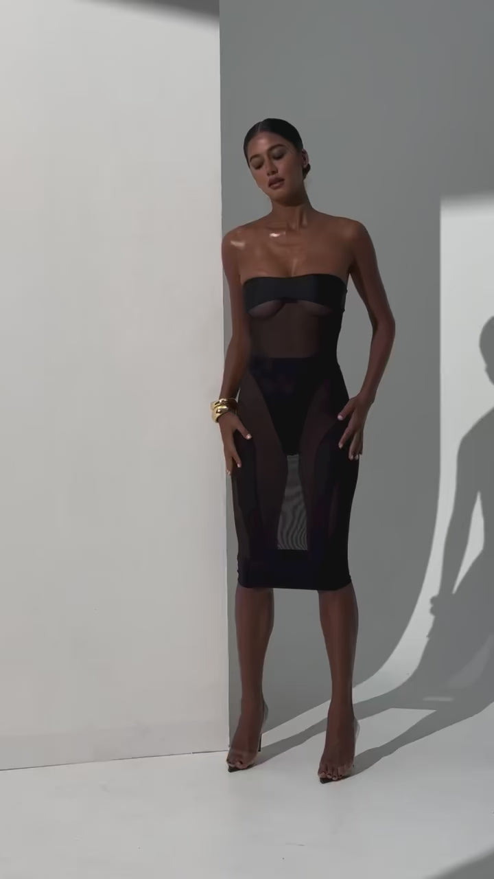 Sheer Mesh Jumpsuit & Skirt Set